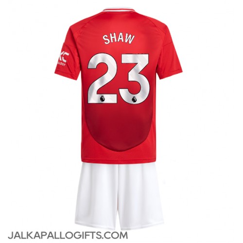 Manchester United Luke Shaw #23 Koti Peliasu Lasten 2024-25 Lyhythihainen (+ Lyhyet housut)